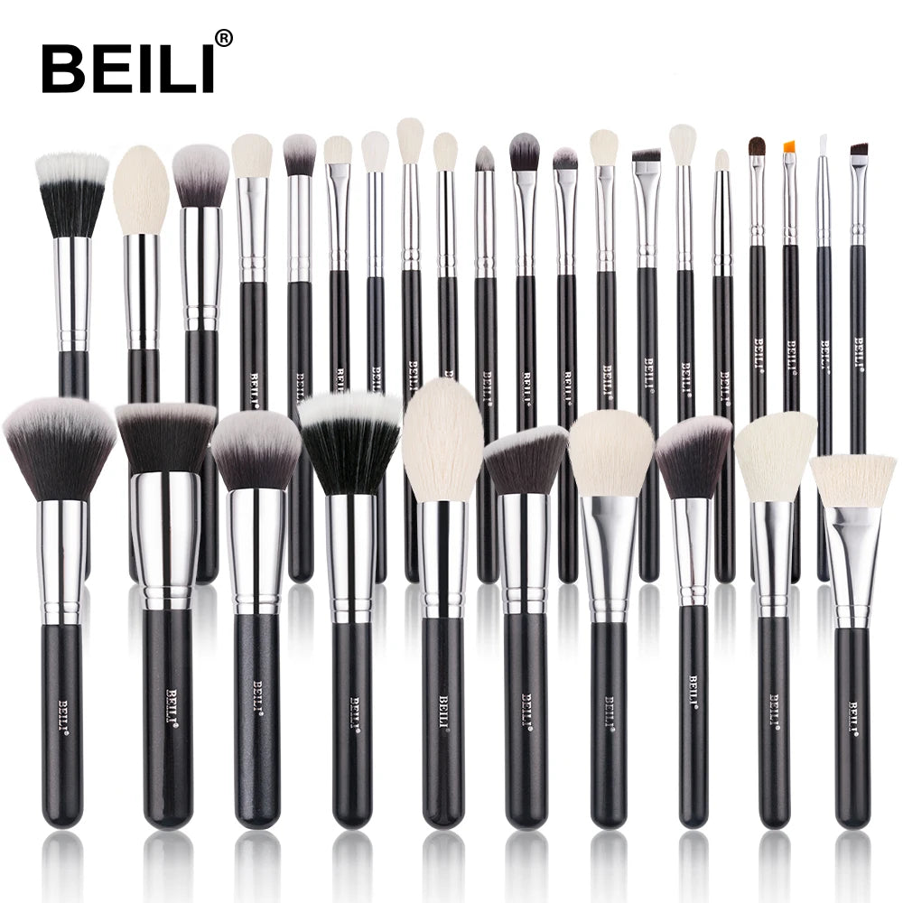 BEILI Black Makeup brushes set Professional Natural goat hair brushes
