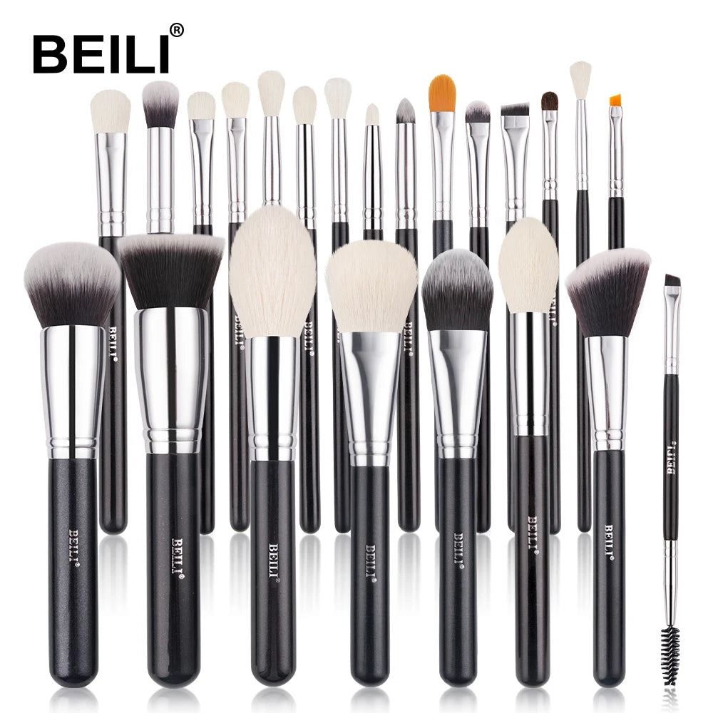 BEILI Black Makeup brushes set Professional Natural goat hair brushes